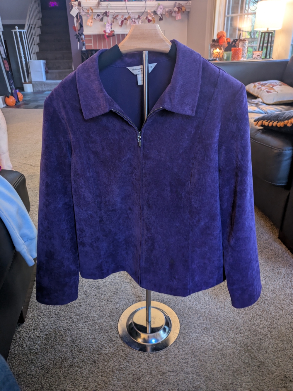 Christopher & Banks Deep Purple Suede Zip Jacket